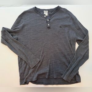 Abercrombie & Fitch Muscle Fit Henley Shirt Mens XL Gray Long Sleeve